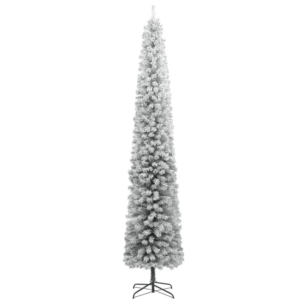 Slim Christmas Tree with Stand and Flocked Snow 300 cm PVC Price