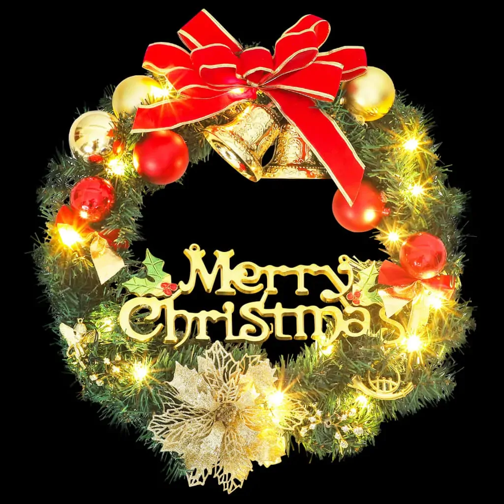 Christmas Wreath with 15 LEDs Green 30 cm Price