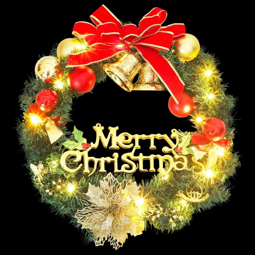 Christmas Wreath with 20 LEDs Green 45 cm Price