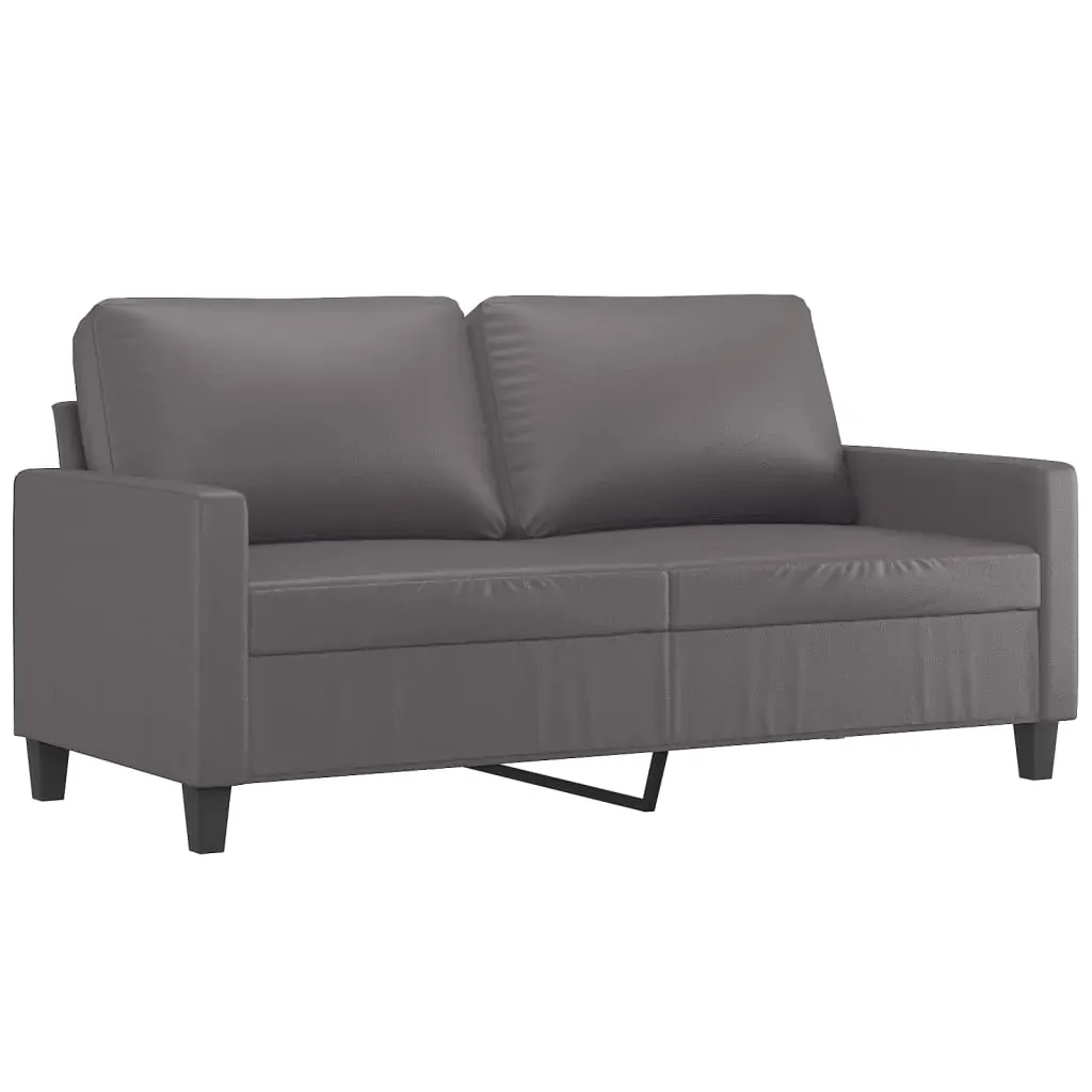 2-Seater Sofa Grey 140 cm Faux Leather Price