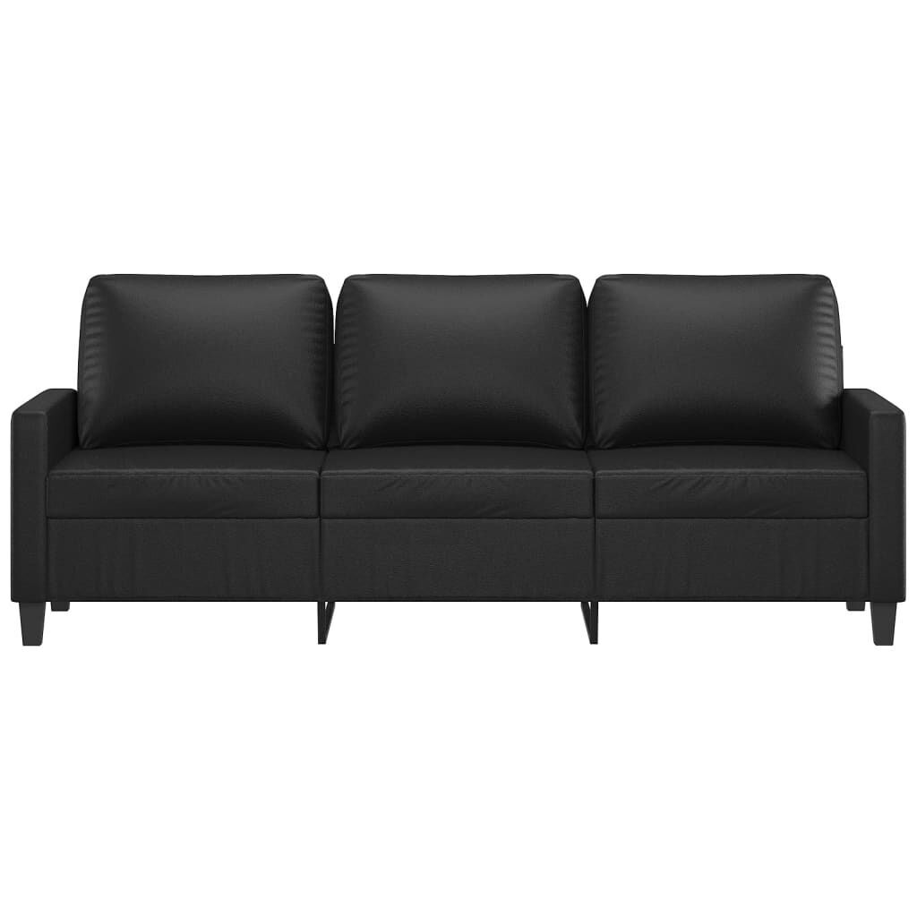 3-Seater Sofa Black 180 cm Faux Leather Price