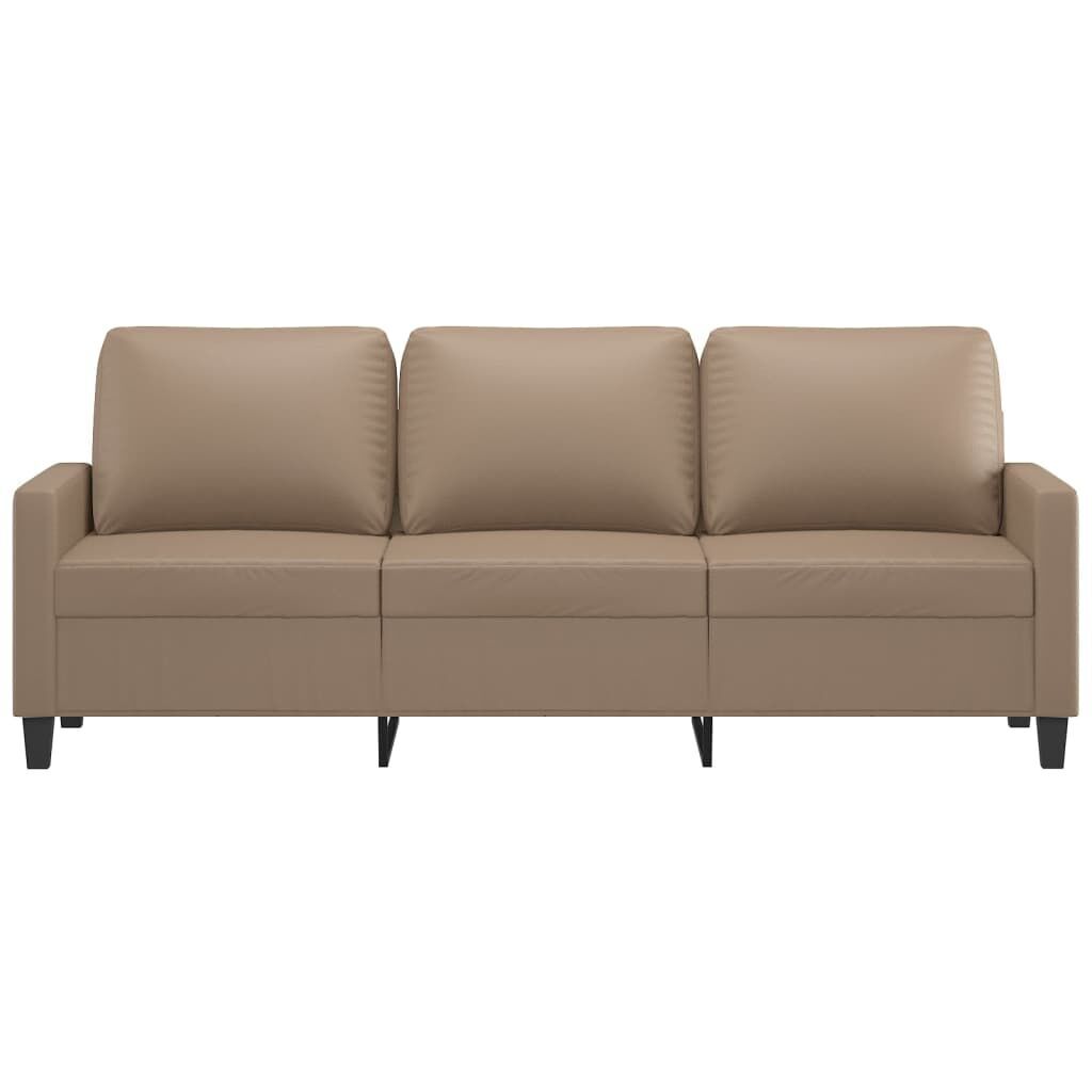 3-Seater Sofa Cappuccino 180 cm Faux Leather Price