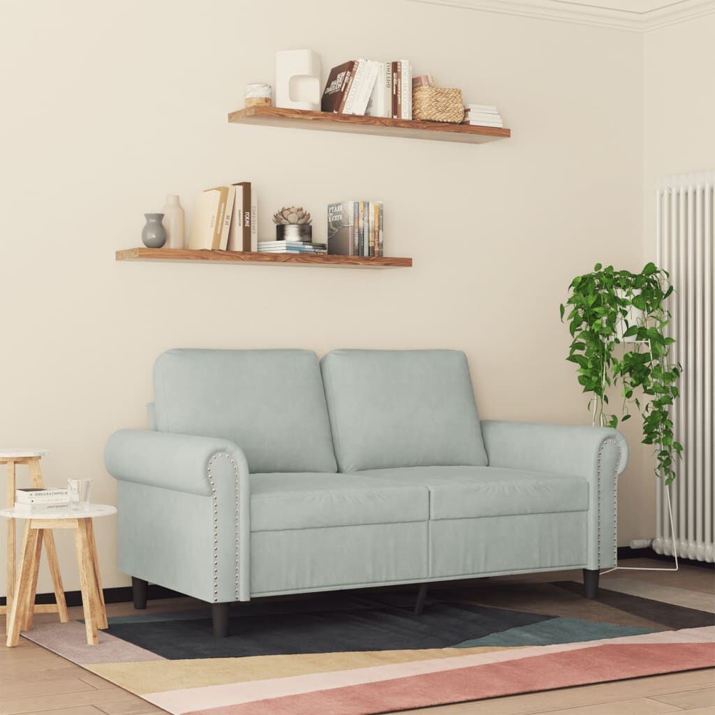 2-Seater Sofa Light Grey 120 cm Velvet Price