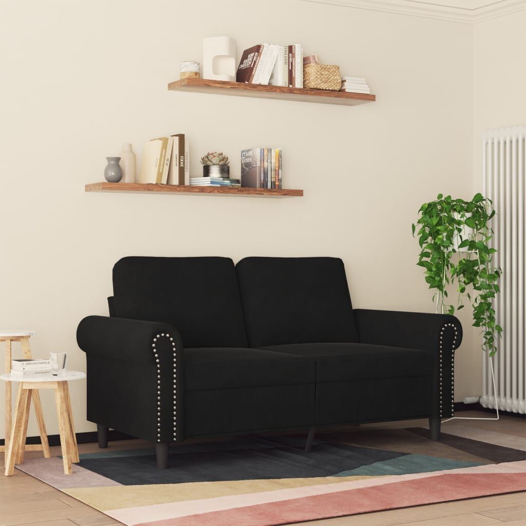 2-Seater Sofa Black 120 cm Velvet Price