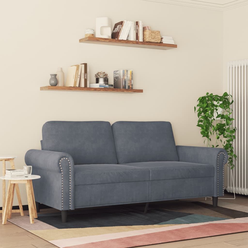 2-Seater Sofa Dark Grey 140 cm Velvet Price