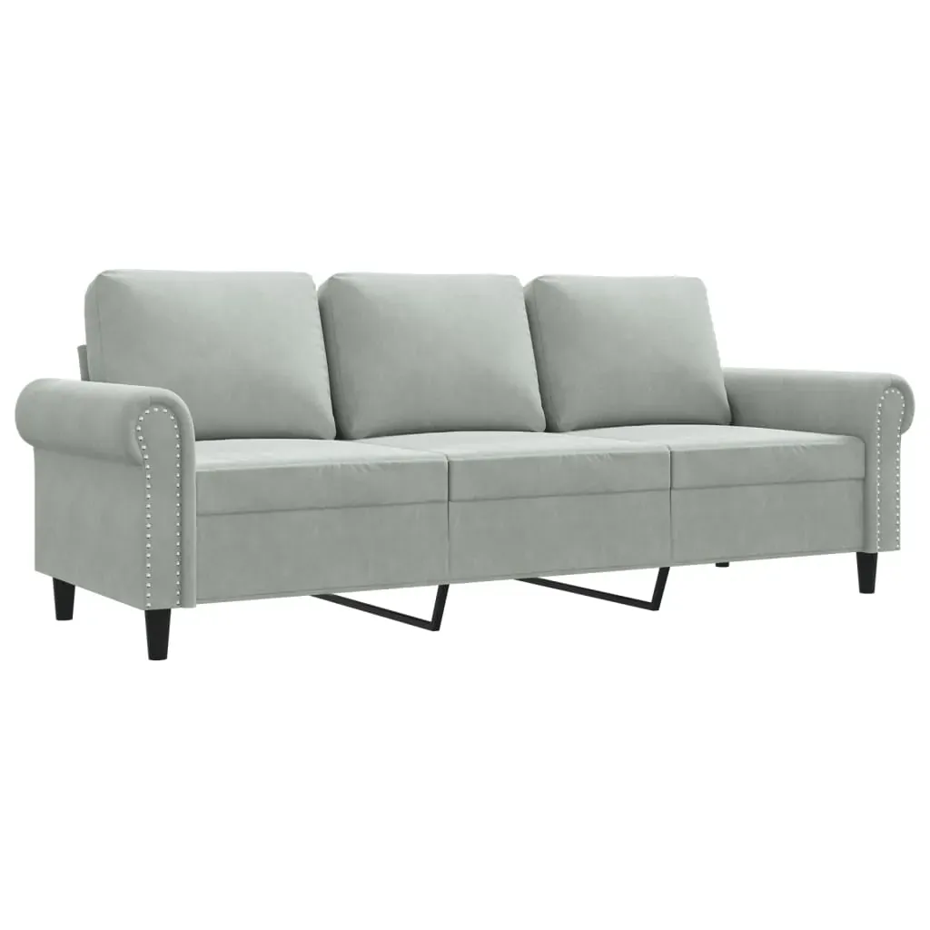 3-Seater Sofa Light Grey 180 cm Velvet Price