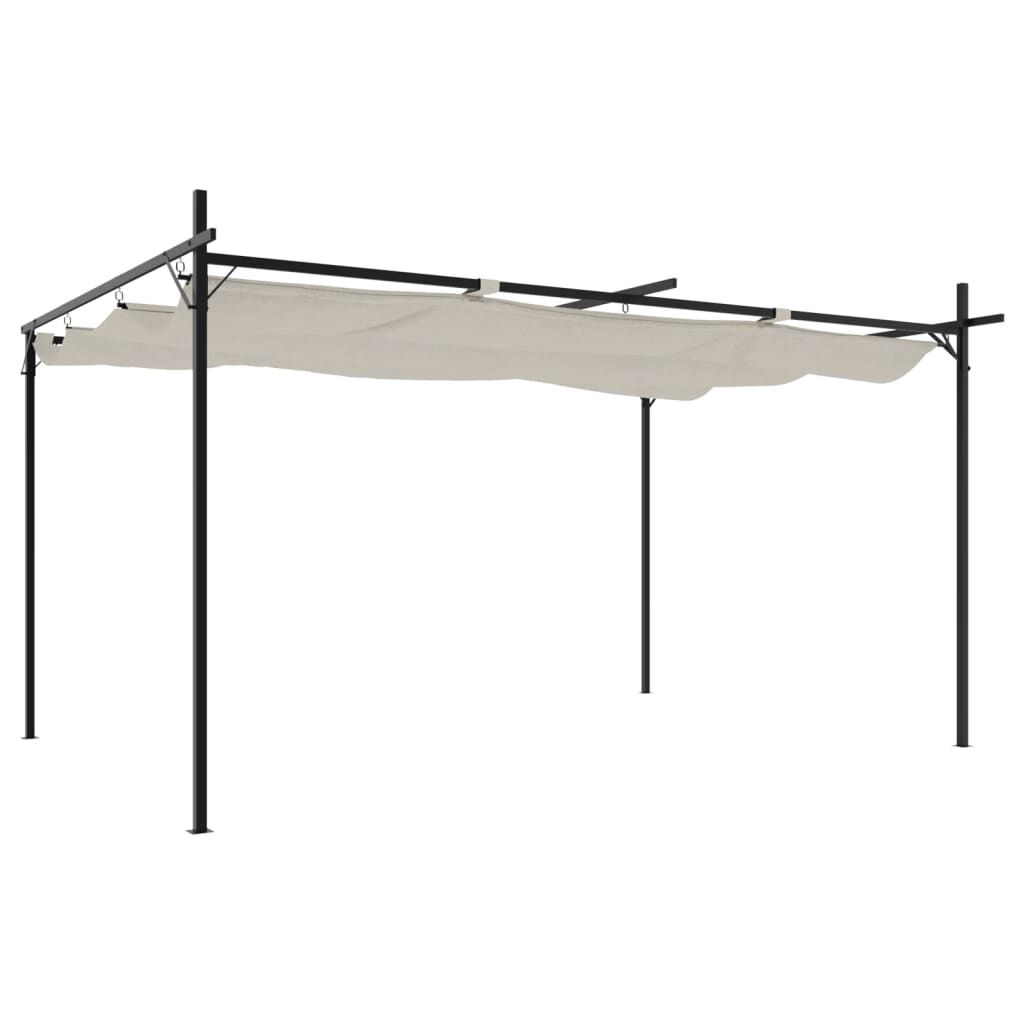 Pergola with Retractable Roof Cream 395x292x230 cm Price