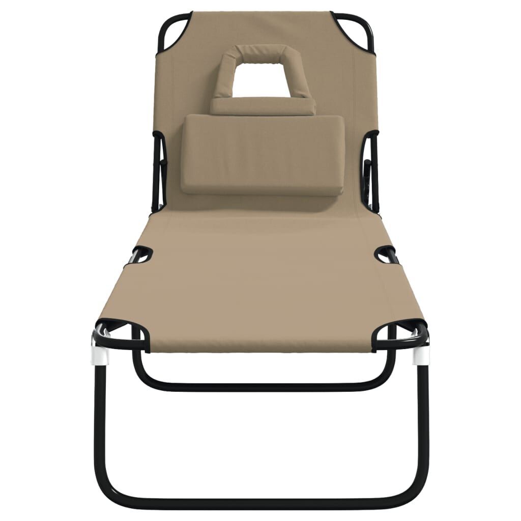 Folding Sun Lounger Taupe Oxford Fabric and Powder-coated Steel Price