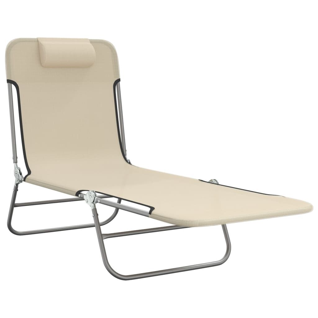 Folding Sun Loungers 2 pcs Cream Textilene and Steel Price