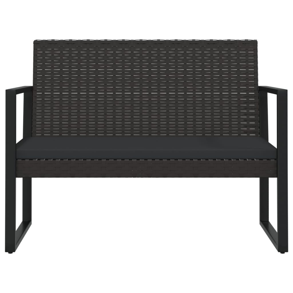 Garden Bench with Cushions Black 106 cm Poly Rattan Price