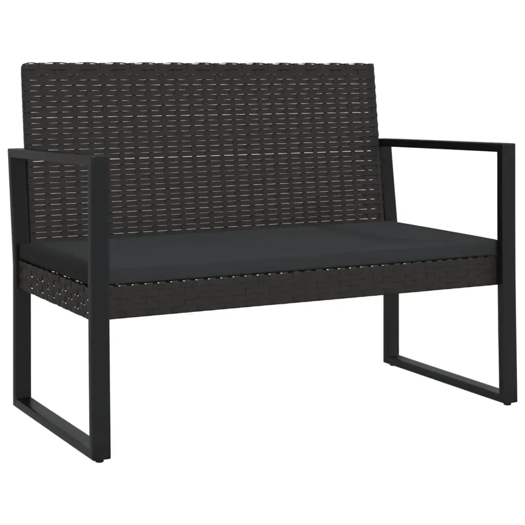 Garden Bench with Cushions Black 106 cm Poly Rattan Price