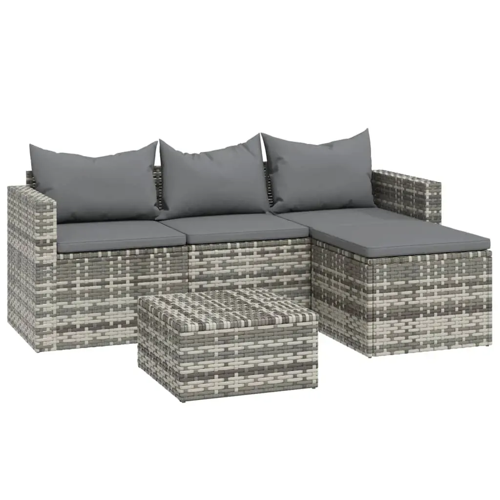 3 Piece Garden Lounge Set with Cushions Grey Poly Rattan Price