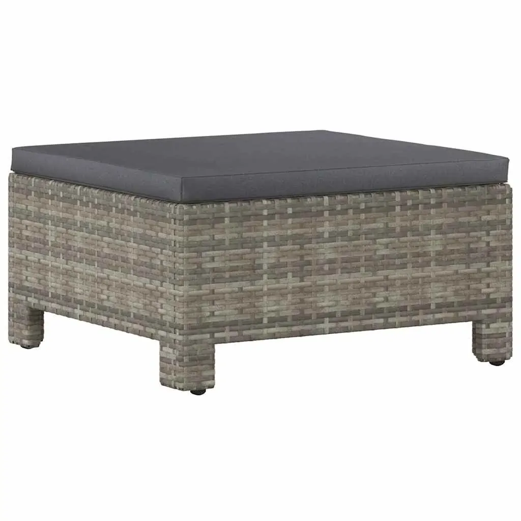 Garden Footrest with Cushion Grey Poly Rattan Price