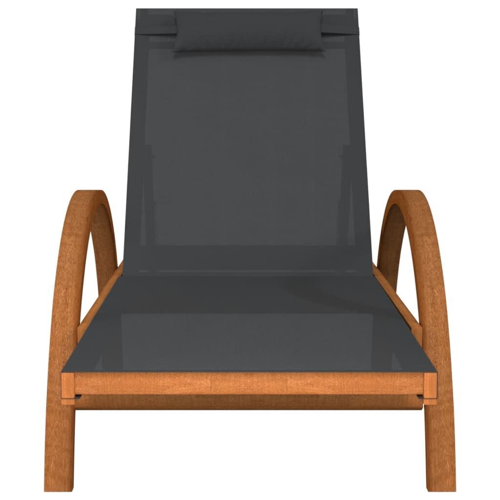 Sun Lounger with Pillow Grey Textilene and Solid Wood Poplar Price