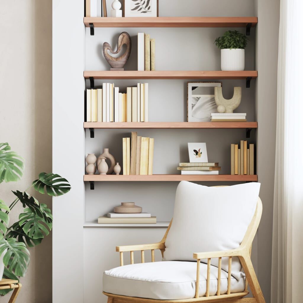 Wall Shelf Light Brown 80x30x(2-4) cm Treated Solid Wood Oak Price