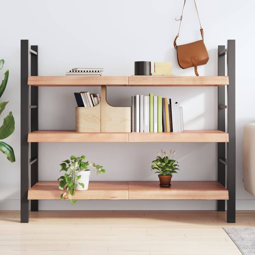Wall Shelf Light Brown 140x50x(2-6) cm Treated Solid Wood Oak Price