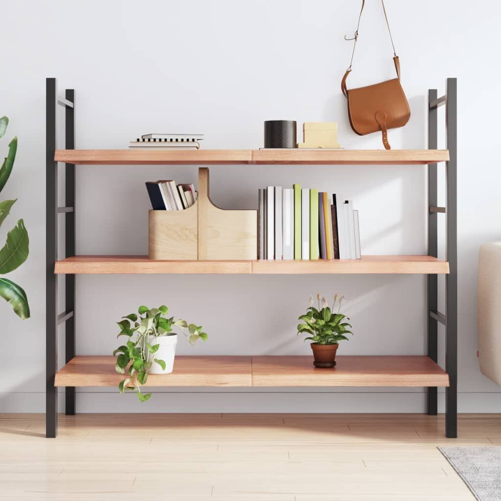 Wall Shelf Light Brown 140x60x(2-4) cm Treated Solid Wood Oak Price