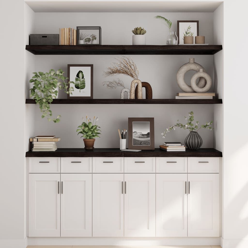 Wall Shelf Dark Brown 160x60x(2-4) cm Treated Solid Wood Oak Price