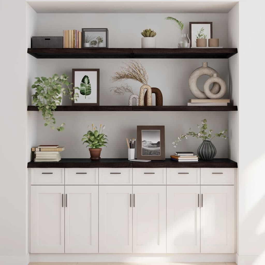 Wall Shelf Dark Brown 180x50x(2-4) cm Treated Solid Wood Oak Price