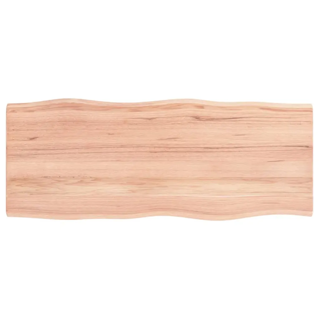 Table Top Light Brown 100x40x2 cm Treated Solid Wood Oak Live Edge Price