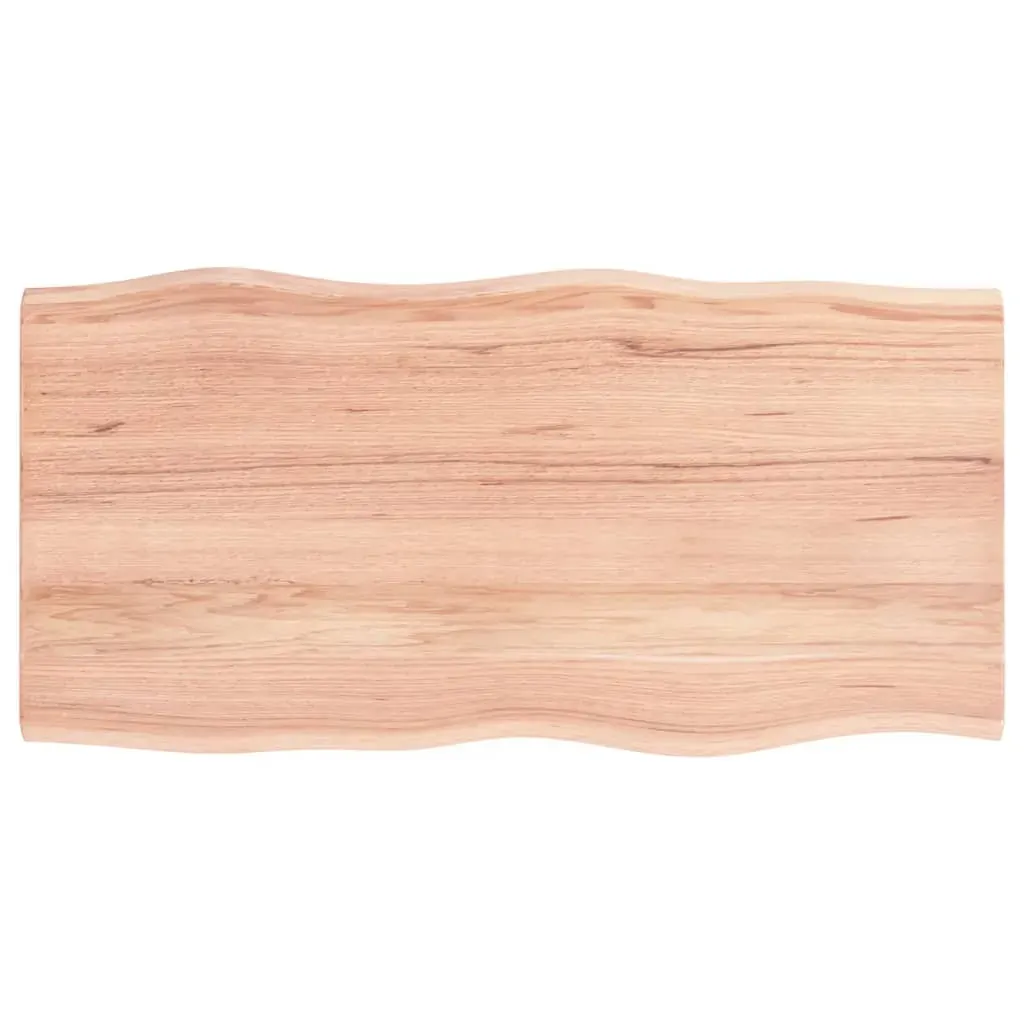 Table Top Light Brown 100x50x2 cm Treated Solid Wood Oak Live Edge Price