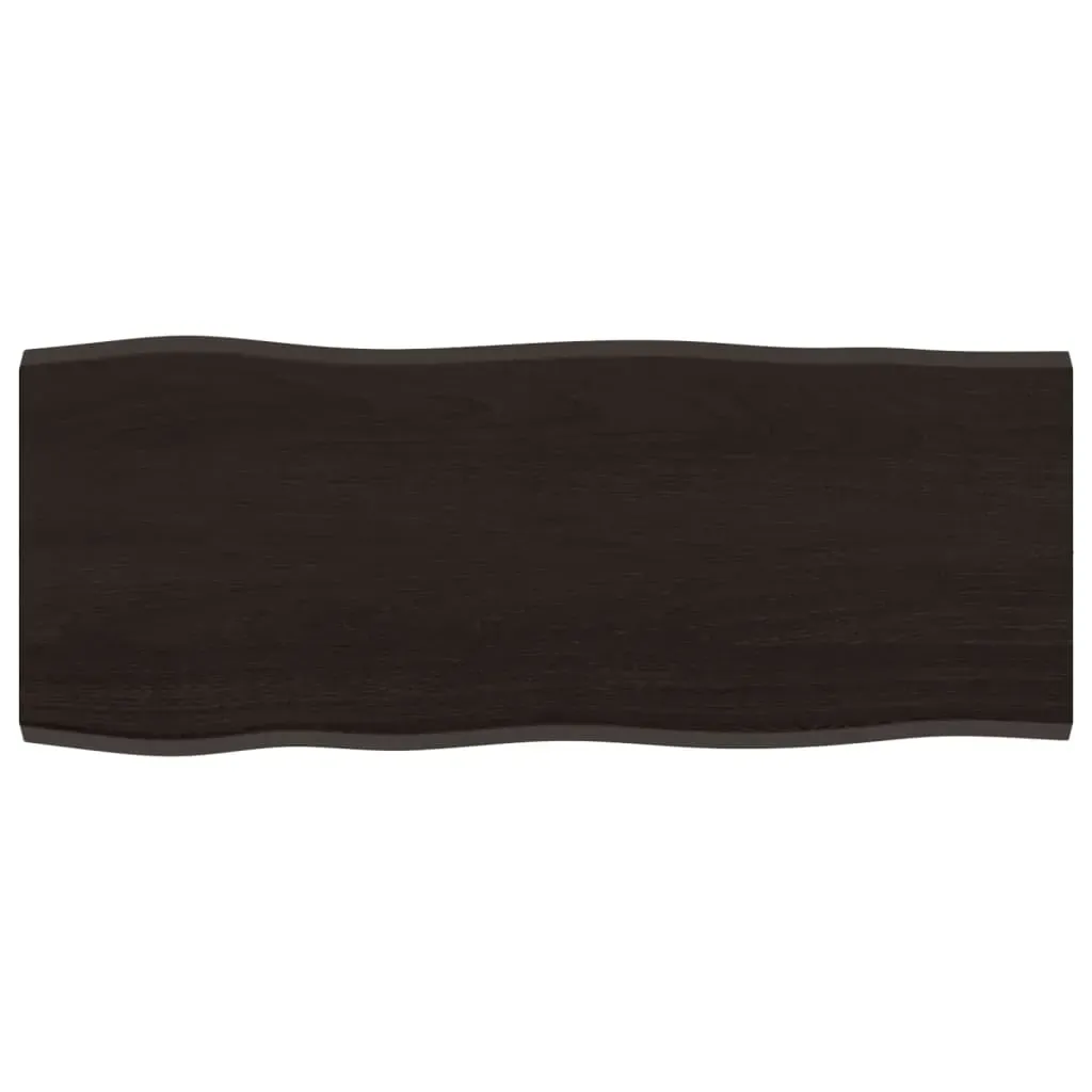 Table Top Dark Brown 100x40x2 cm Treated Solid Wood Oak Live Edge Price