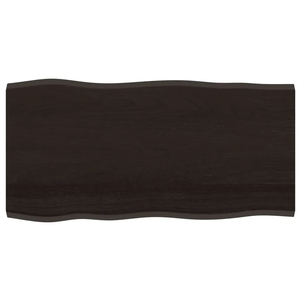 Table Top Dark Brown 100x50x2 cm Treated Solid Wood Oak Live Edge Price