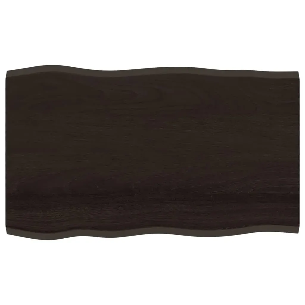 Table Top Dark Brown 100x60x2 cm Treated Solid Wood Oak Live Edge Price