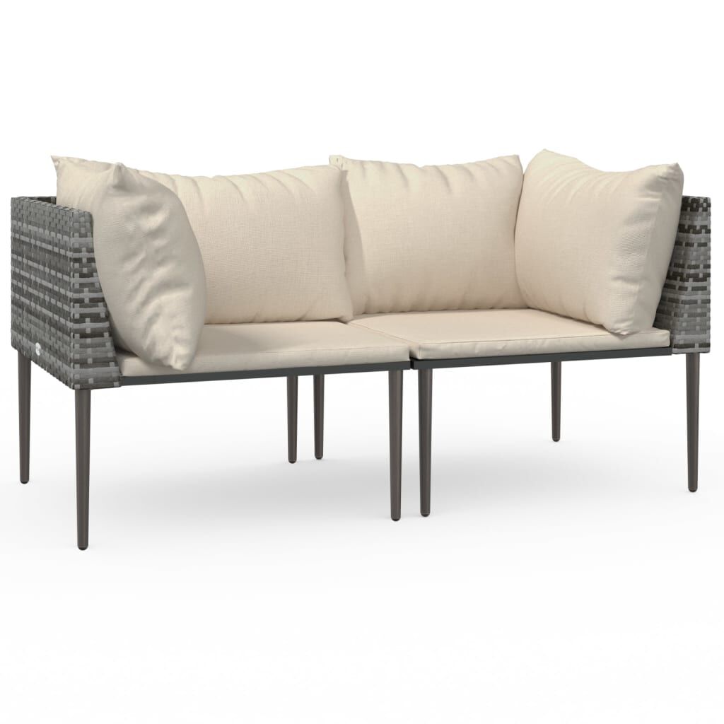 Garden Corner Sofas with Cushions 2 pcs Grey Poly Rattan Price