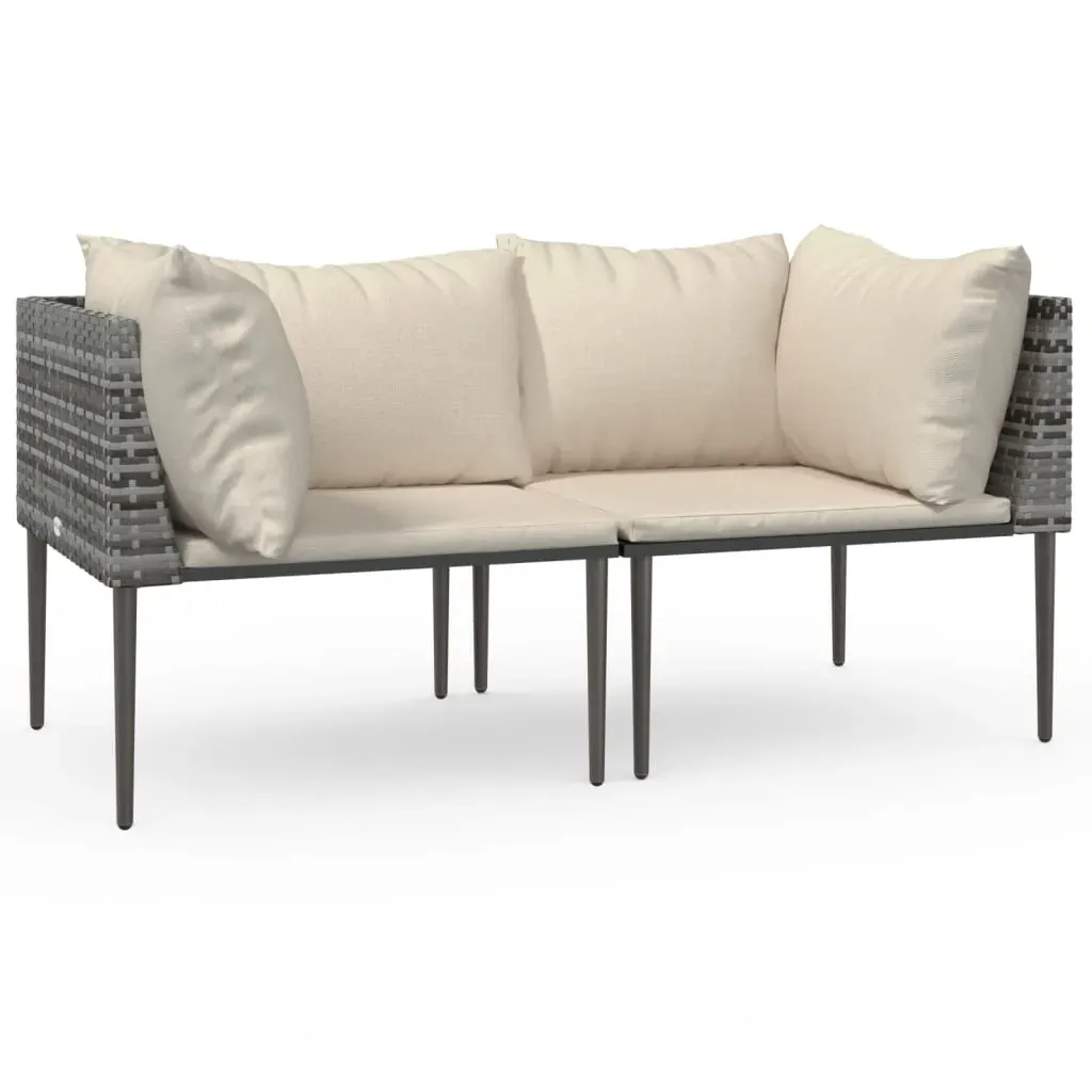 Garden Corner Sofas with Cushions 2 pcs Grey Poly Rattan Price