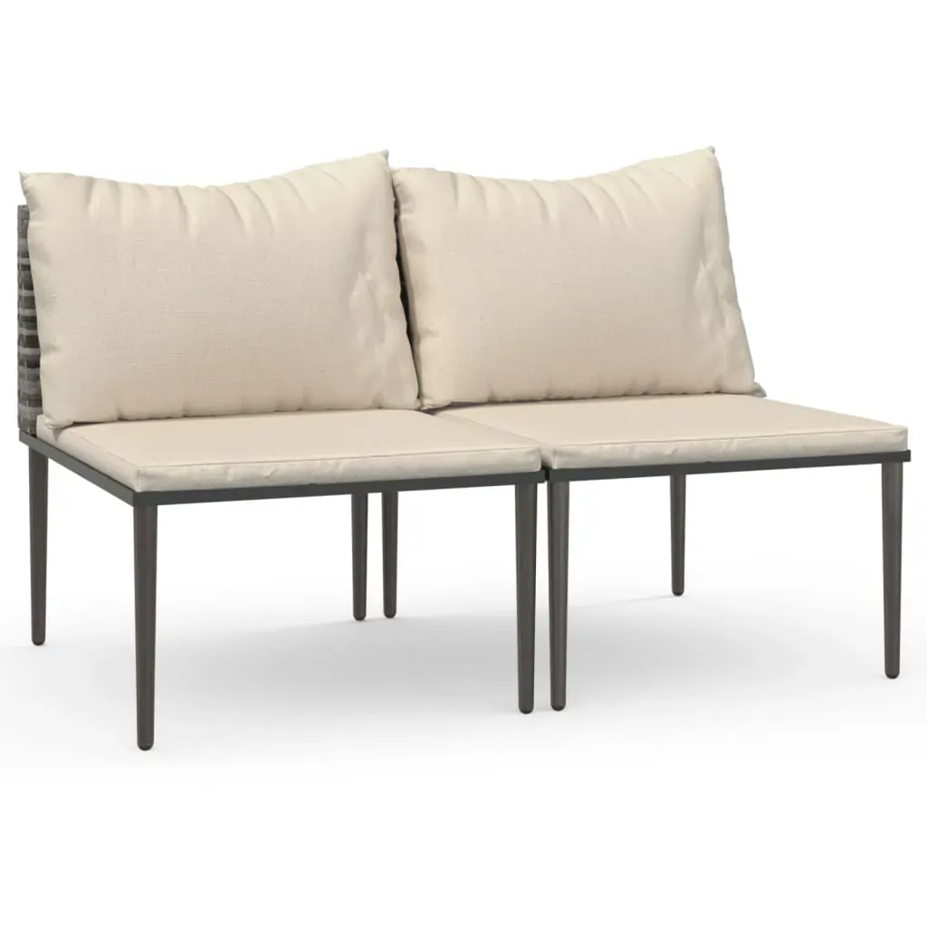 Garden Middle Sofas with Cushions 2 pcs Grey Poly Rattan Price