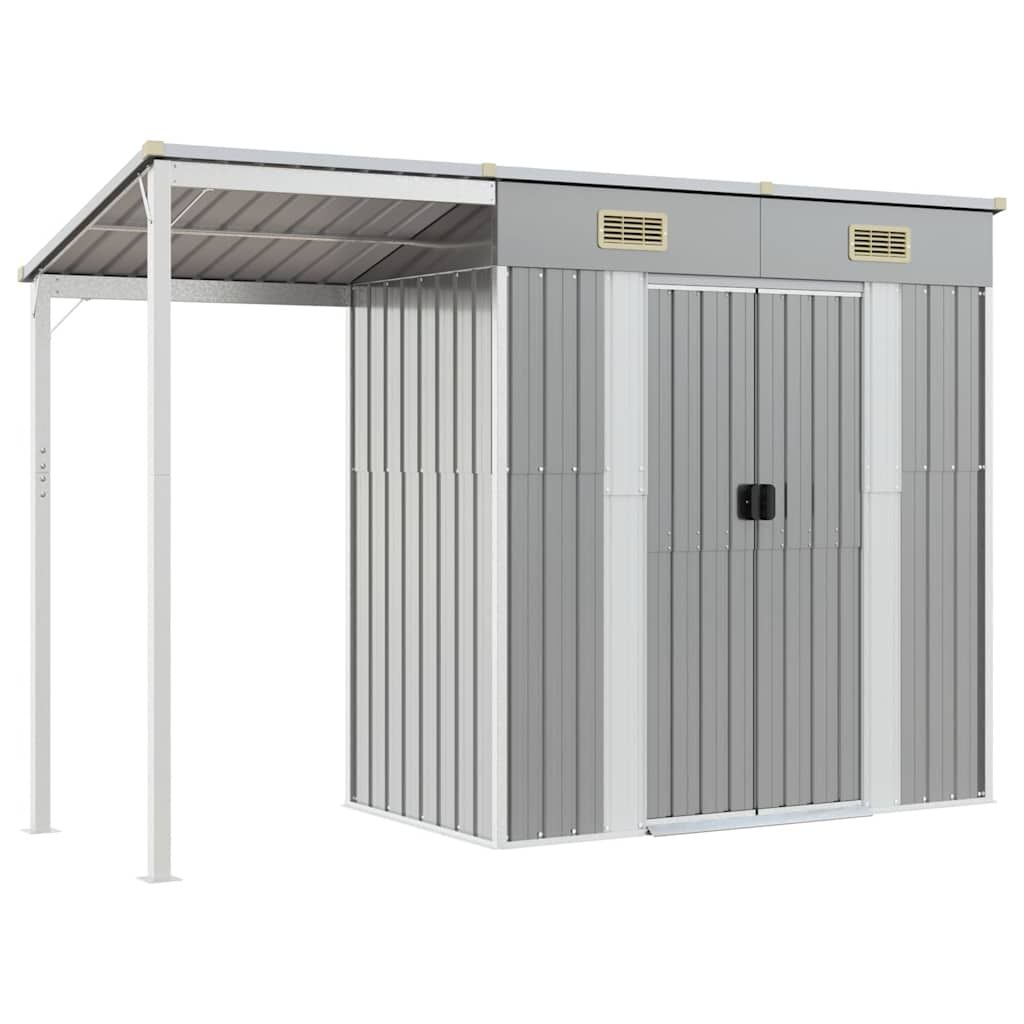 Garden Shed with Extended Roof Light Grey 277x110.5x181 cm Steel Price