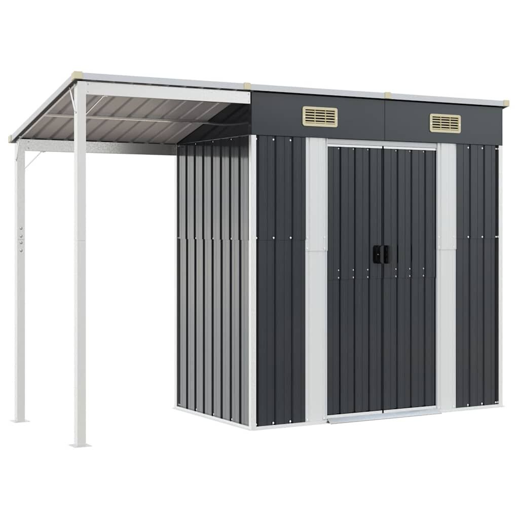 Garden Shed with Extended Roof Anthracite 277x110.5x181 cm Steel Price