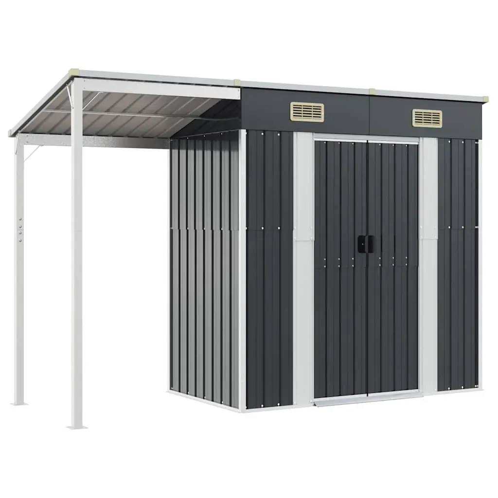 Garden Shed with Extended Roof Anthracite 277x107x181 cm Steel Price