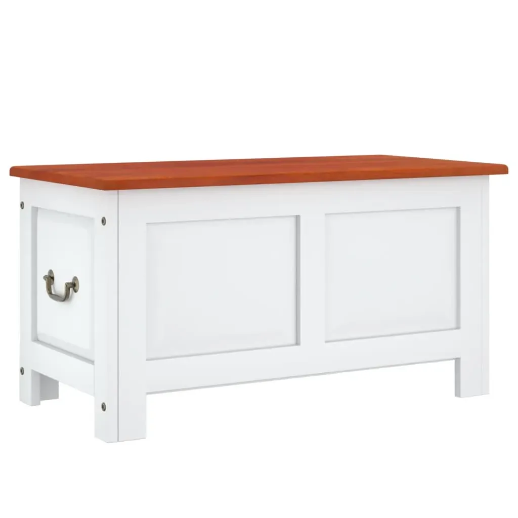 Storage Chest with Lid Brown and White Solid Wood Acacia Price
