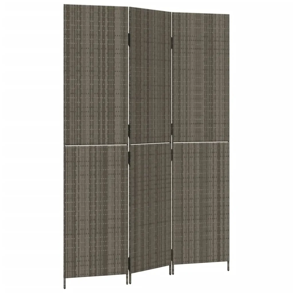 Room Divider 3 Panels Grey Poly Rattan Price