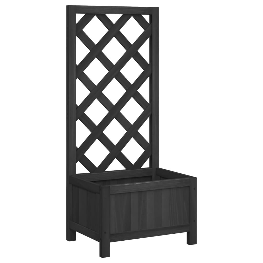 Planter with Trellis Black Solid Wood Fir Price