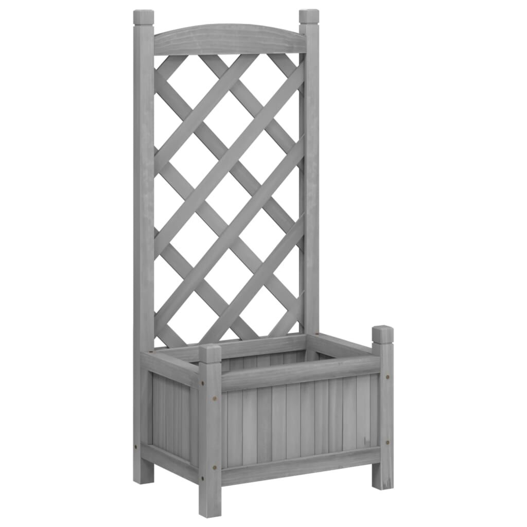 Planter with Trellis Grey Solid Wood Fir Price