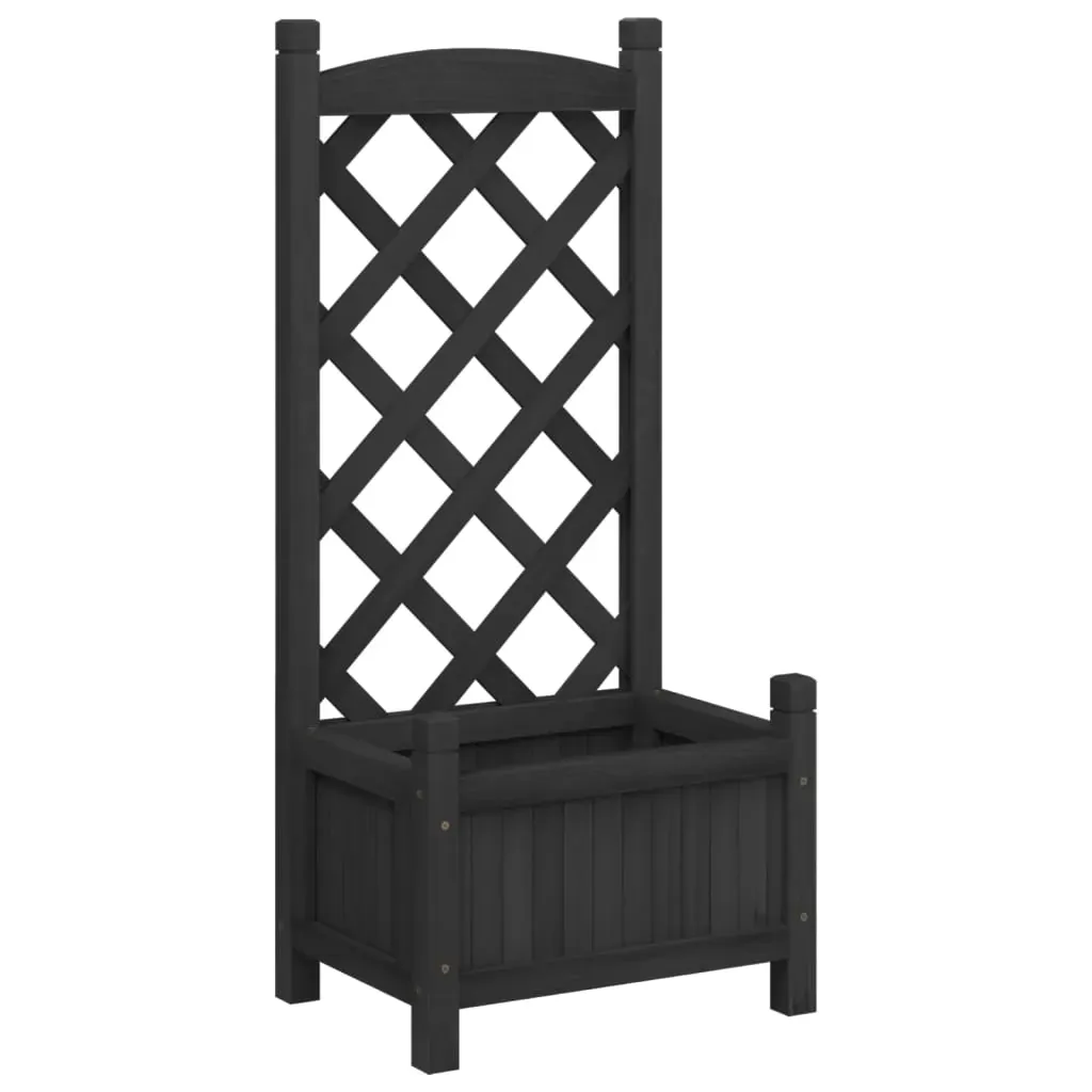 Planter with Trellis Black Solid Wood Fir Price