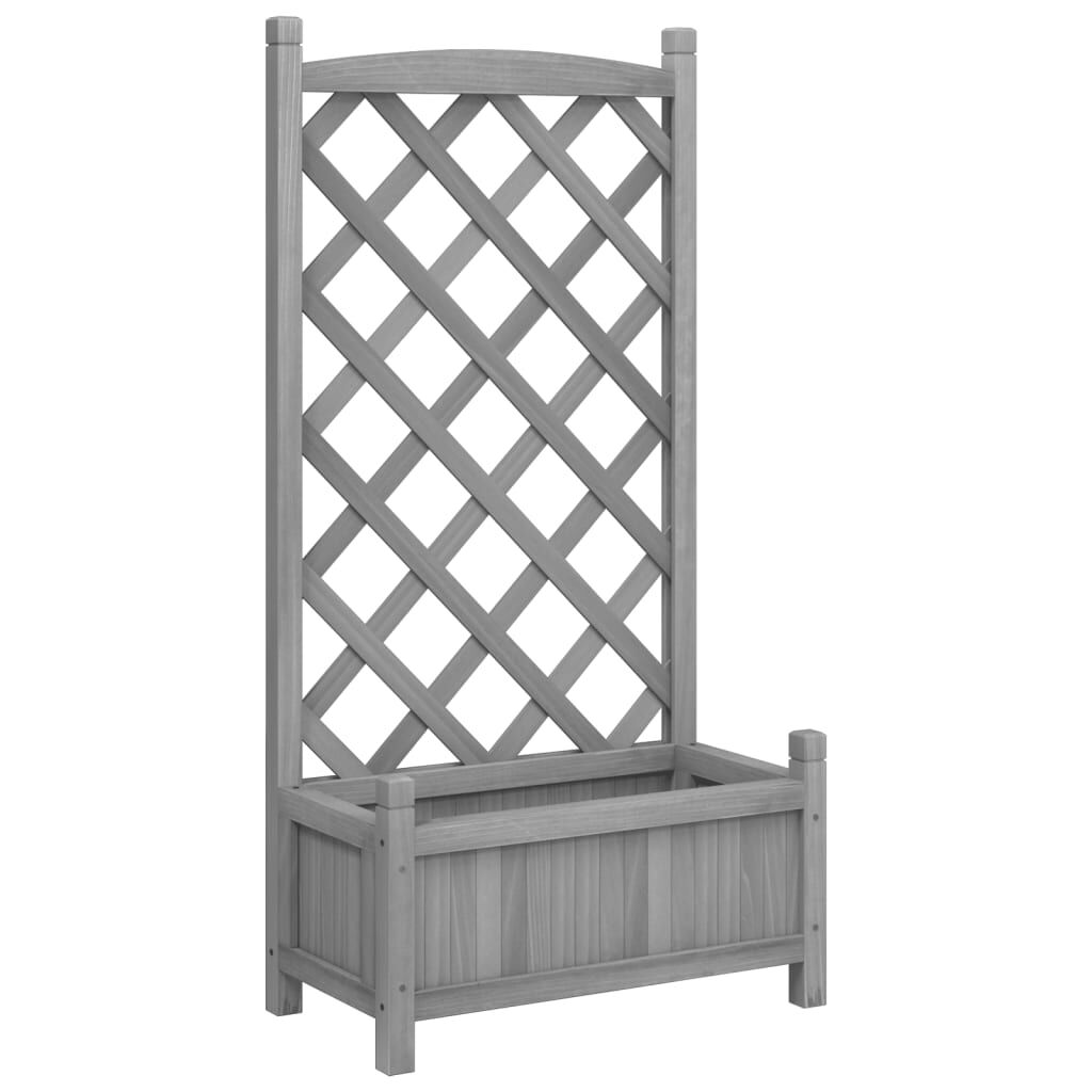 Planter with Trellis Grey Solid Wood Fir Price