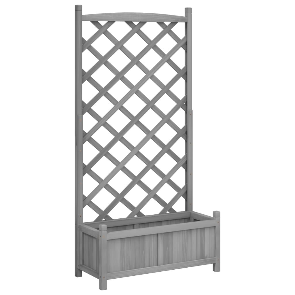 Planter with Trellis Grey Solid Wood Fir Price