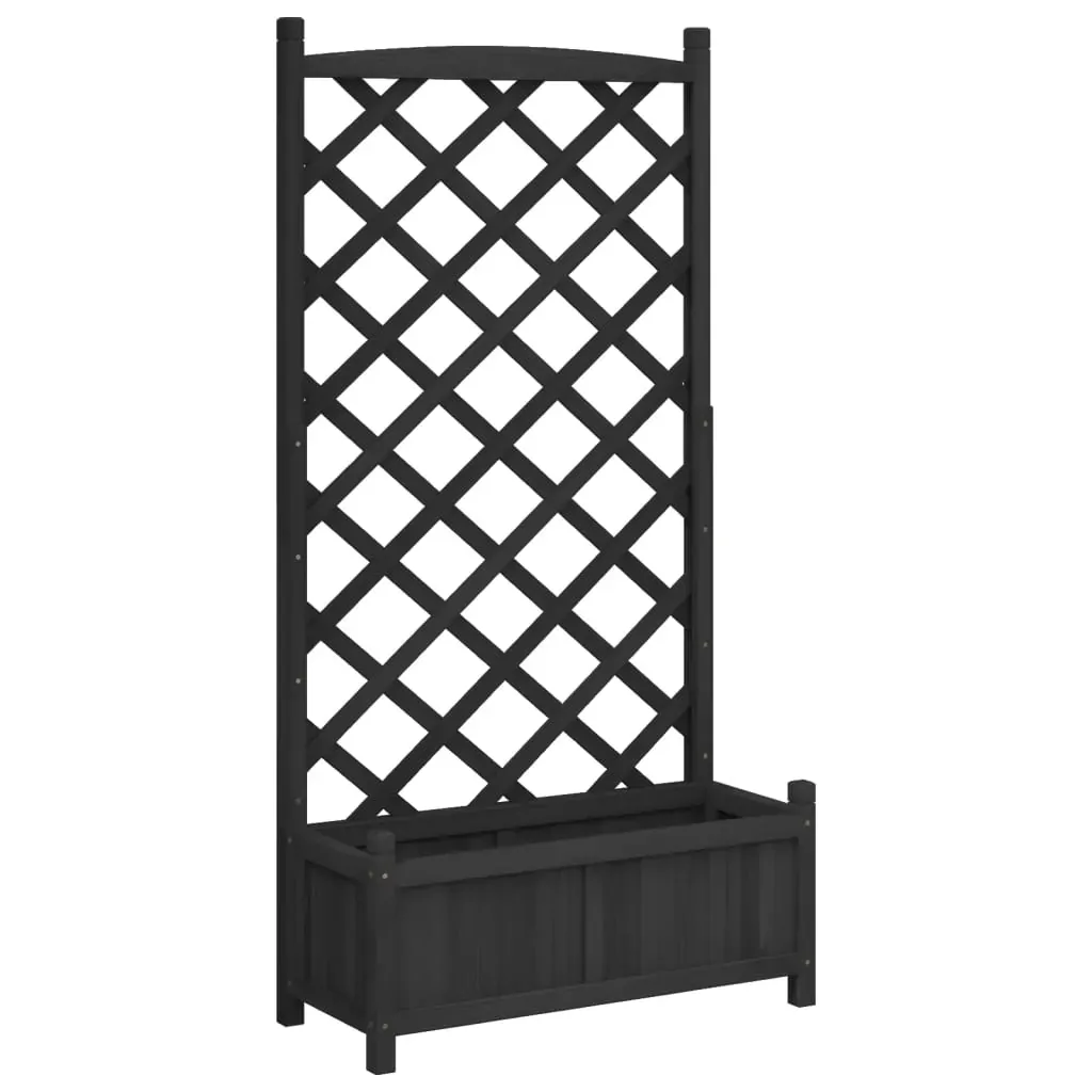 Planter with Trellis Black Solid Wood Fir Price