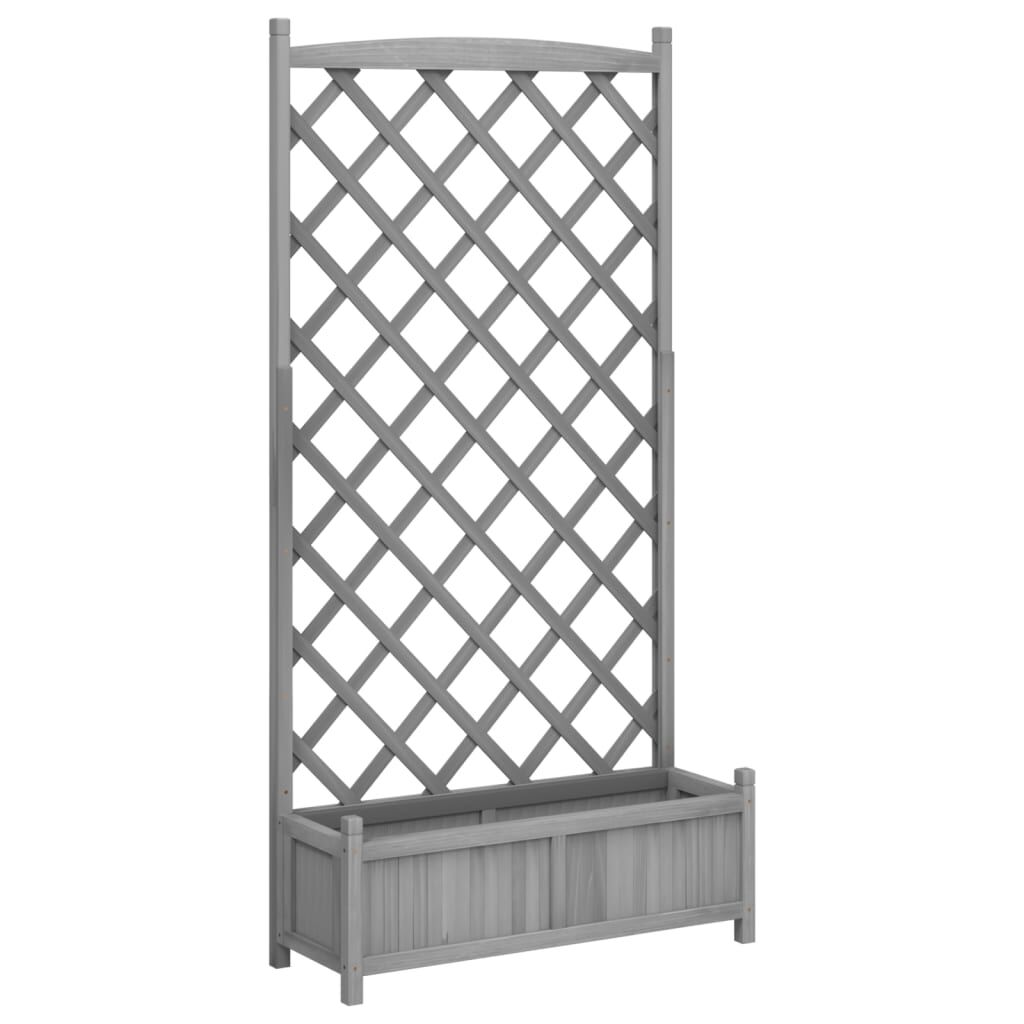 Planter with Trellis Grey Solid Wood Fir Price