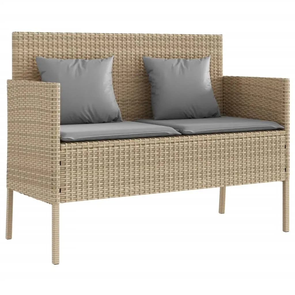 Garden Bench with Cushions Beige Poly Rattan Price
