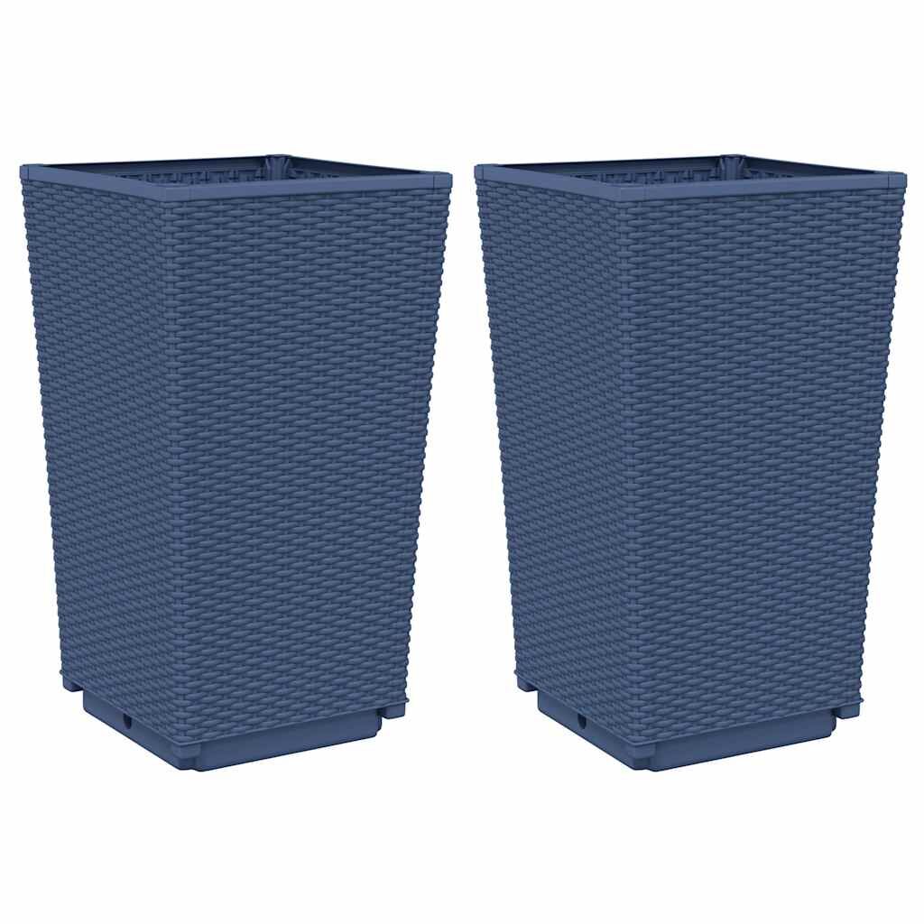 Garden Planters 2 pcs Blue Grey 32.5x32.5x57 cm PP Price