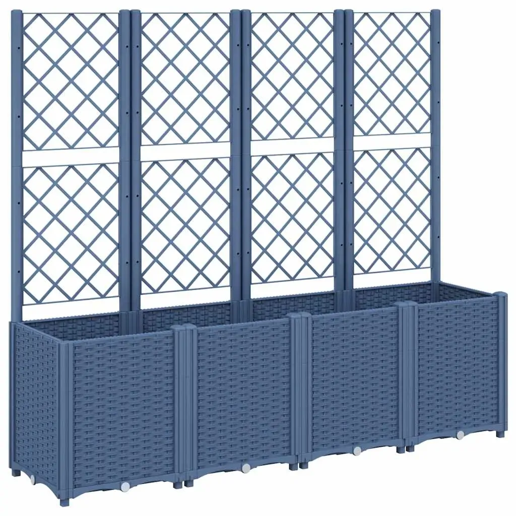 Garden Planter with Trellis Blue Grey 160x40x140 cm PP Price