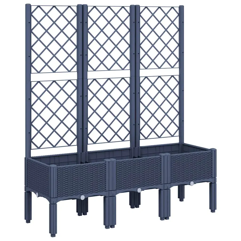 Garden Planter with Trellis Blue Grey 120x40x142 cm PP Price