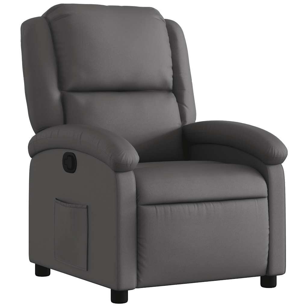 Recliner Chair Grey Real Leather Price