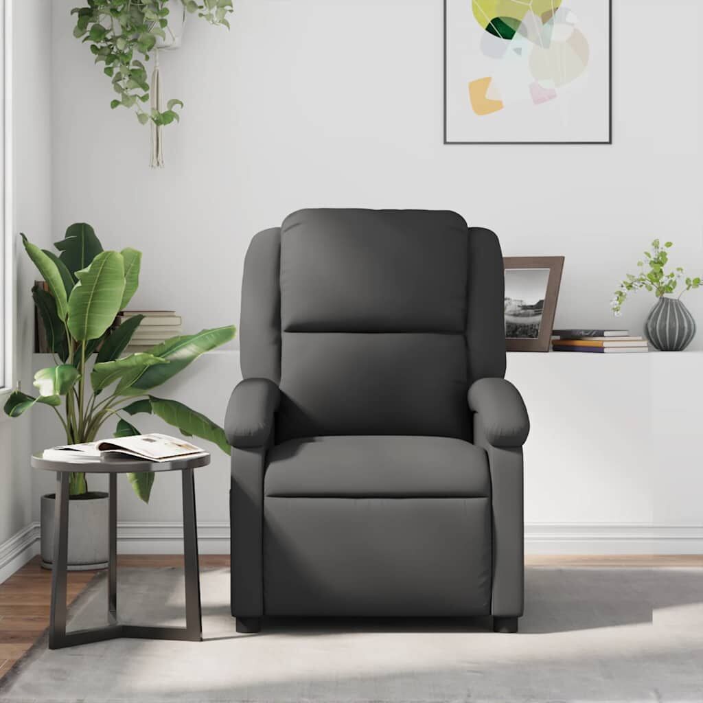 Massage Recliner Chair Grey Real Leather Price