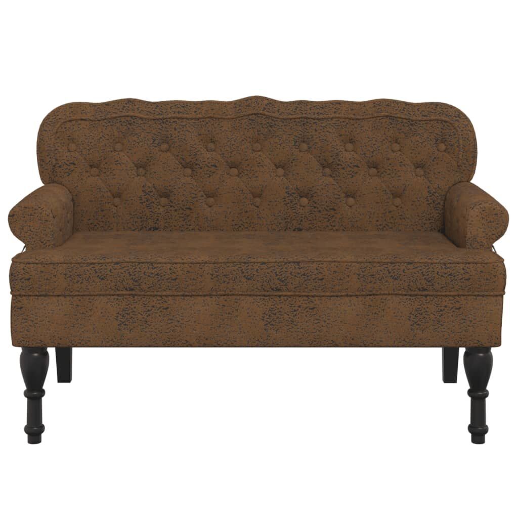 Bench with Backrest Brown 119.5x64.5x75 cm Faux Suede Leather Price